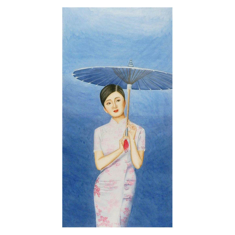 工笔画人物仕女手绘字画中式大厅装饰画四尺无款国画画美女136GG