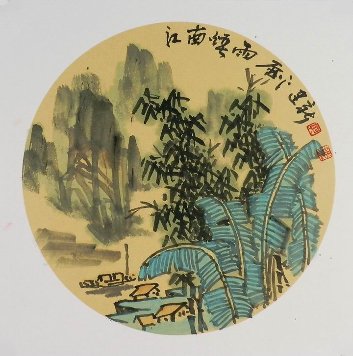 名人字画手绘客厅办公室装饰画郭建新国画风景画山水画小品0019gg
