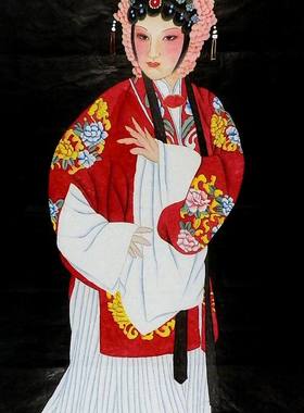手绘字画装饰画热销YI061210四尺无款国画工笔画京剧人物仕女136