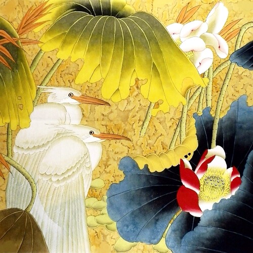 国画纯手绘装饰画花鸟工笔画荷花