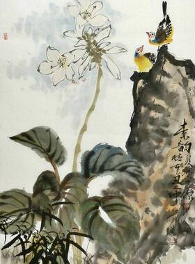 三尺国画花鸟画纯手绘字画中式客厅办公室装饰画牛源写意3GG100