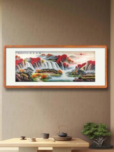 旭日东升鸿运当头山水画聚财客厅挂画玄关国画手绘林春成小六尺GG