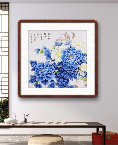 宋鲁枫工笔画真迹纯手绘牡丹鸳鸯