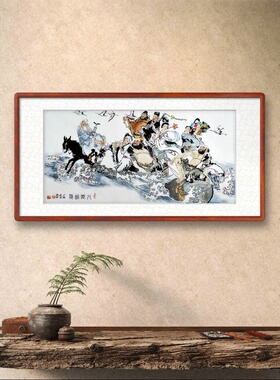 八仙过海福禄寿国画手绘四尺人物画钟吕二祖文殊菩萨西游禅意136G