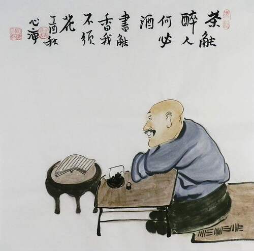 手绘字画茶道书画热销YG122756禅意画三尺斗方国画禅意人物画
