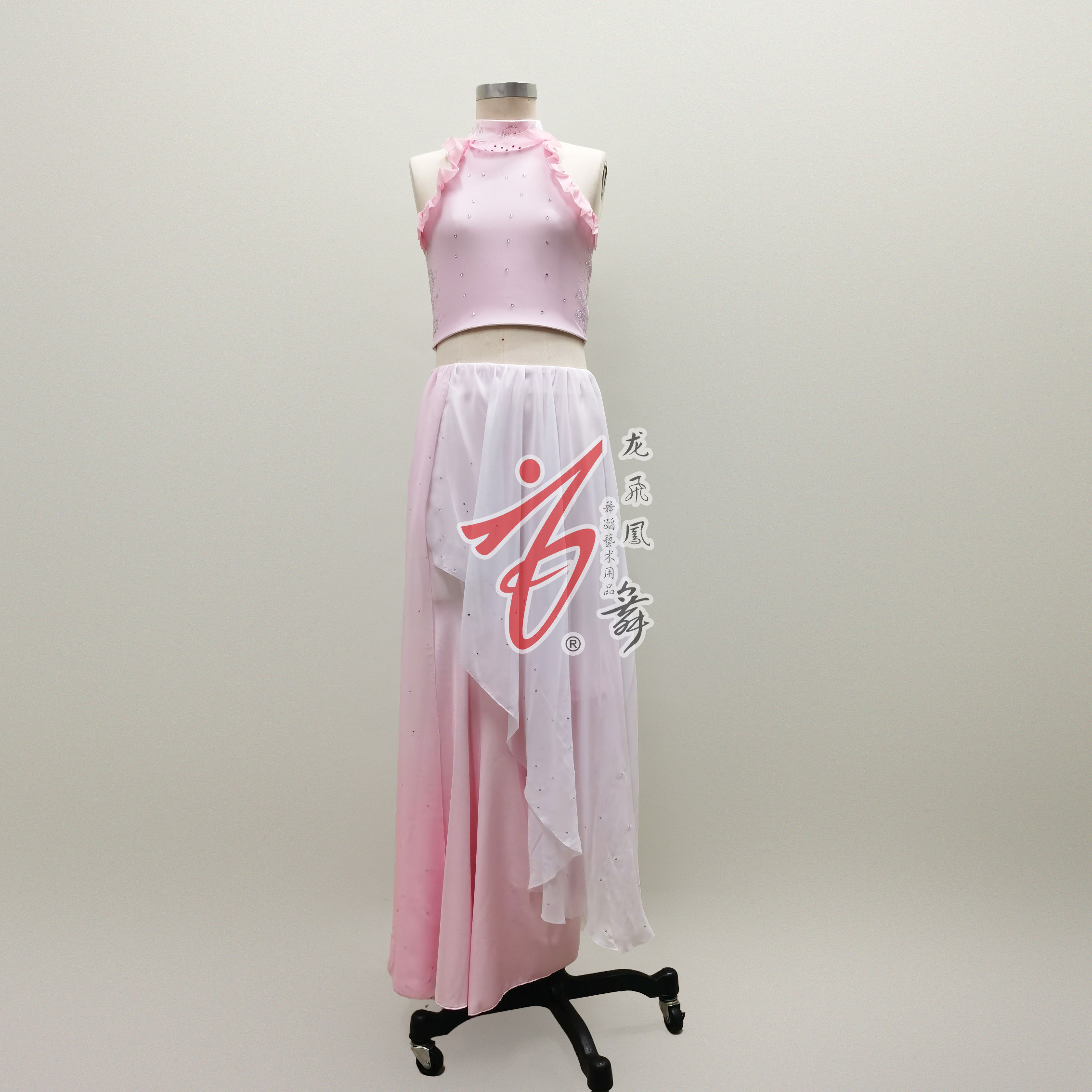 粉色傣族舞蹈演出服女艺考定制暮日娉婷影剧目表演服装