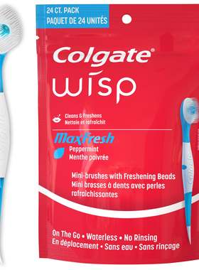 美国代购Colgate高露洁Wisp迷你一次性爆珠牙刷/免水洗便携式24支