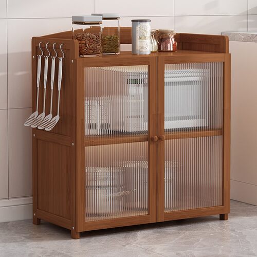 实木现代餐边柜酒柜家用电器烤箱收纳架简易厨房置物架子橱柜碗柜