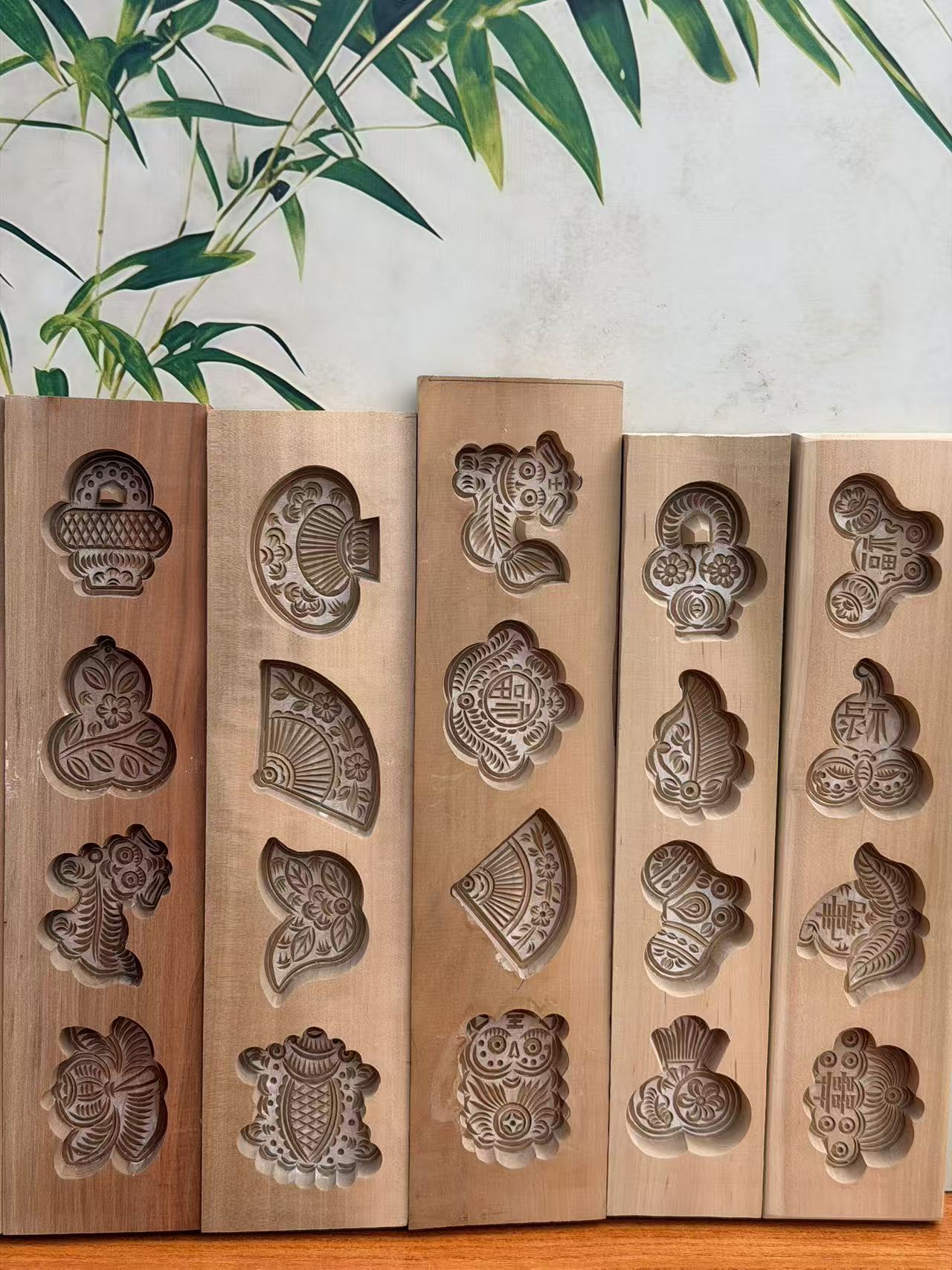 精刻七夕巧果模老梨木手工雕刻老烘焙模具