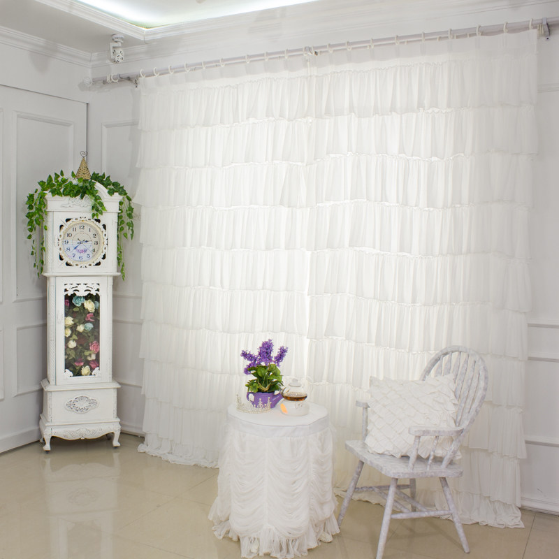 北欧风格雪纺窗帘白色纱帘客厅卧室落地飘窗纯色现代简约成品纱帘