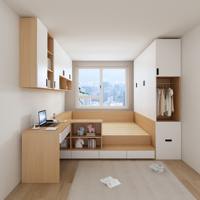 定制榻榻米床衣柜转角书桌一体小户型儿童房省空间吊柜组合储物床