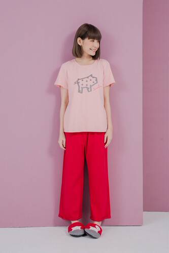 台湾以旺YVONNE 细绒短袖上衣 现货 家居服 睡衣 秋冬女 正品棉