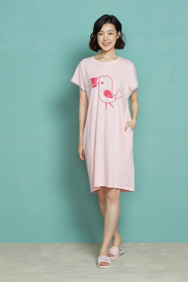 台湾以旺YVONNE單面布洋裝连衣裙睡裙家居服短袖现货春夏女棉