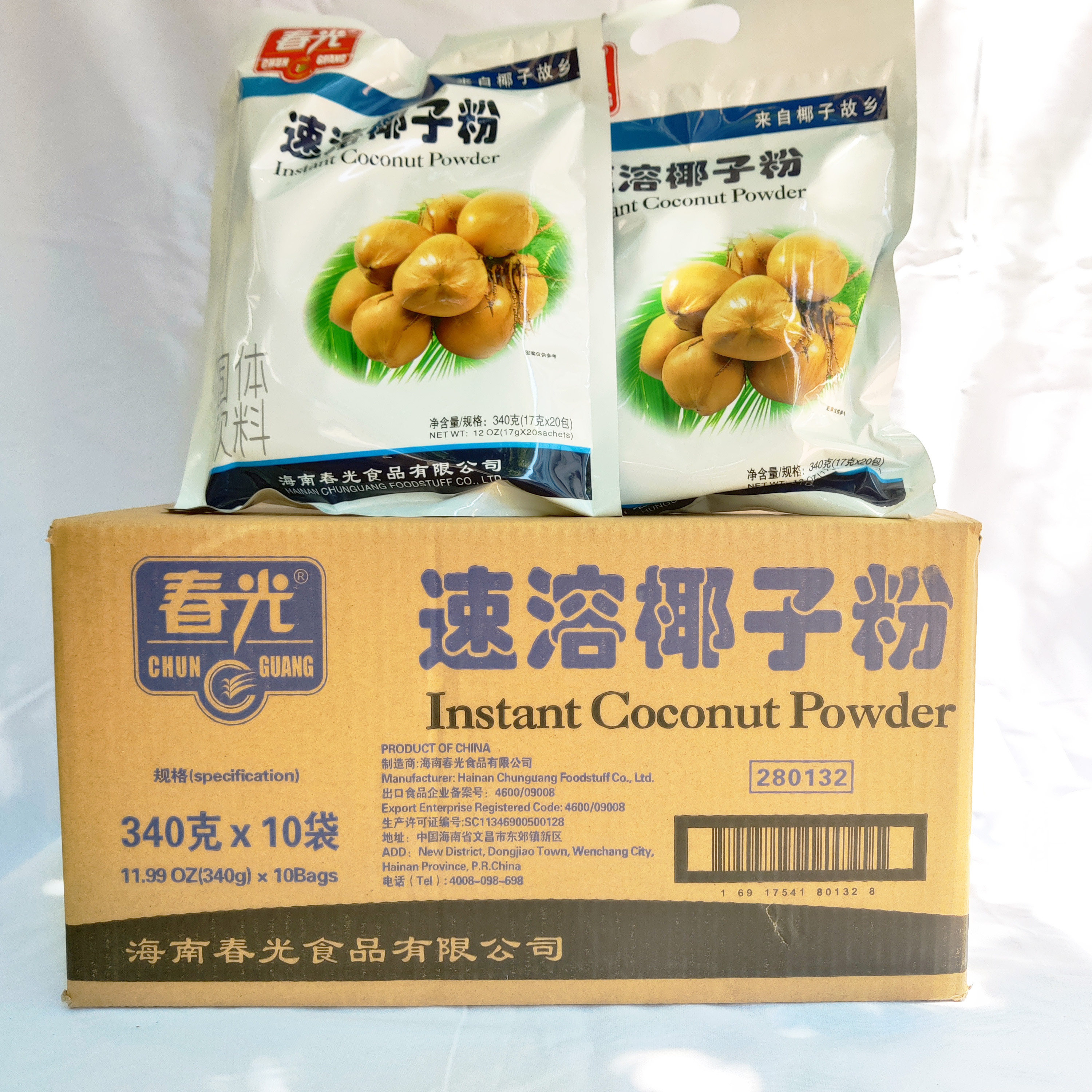 新货春光速溶椰子粉340g/袋x10  整箱椰子汁粉 即冲即饮椰子粉