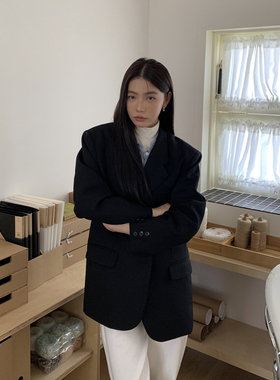 Halo Luu阔版黑色西装外套女春季2026新款韩版宽松休闲高级感西服