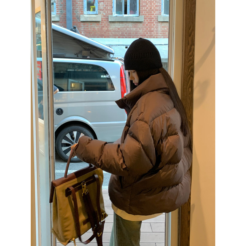 Halo Luu美式咖色短款羽绒服女冬季新款复古白鸭绒面包服加厚外套,女装/女士精品,羽绒服,淘宝优惠券,粉丝福利购,淘宝优惠卷