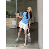 百褶裙设计感蓬蓬裙短款 白色芭蕾蛋糕裙女夏季 a字半身裙 Luu Halo