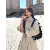 大衣 韩系立领高级感中长款 Halo Luu白灰色风衣外套女春秋2026新款