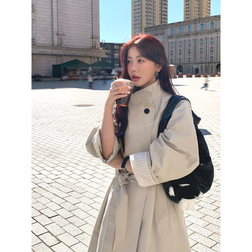 HaloLuu米白色风衣外套高级感