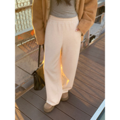 Luu白色加厚加绒卫裤 女秋冬2025新款 香蕉裤 Halo 慵懒宽松休闲裤 子