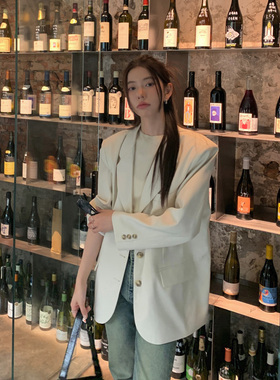 Halo Luu白色西装外套女春季2026新款韩系宽松休闲气质高级感西服