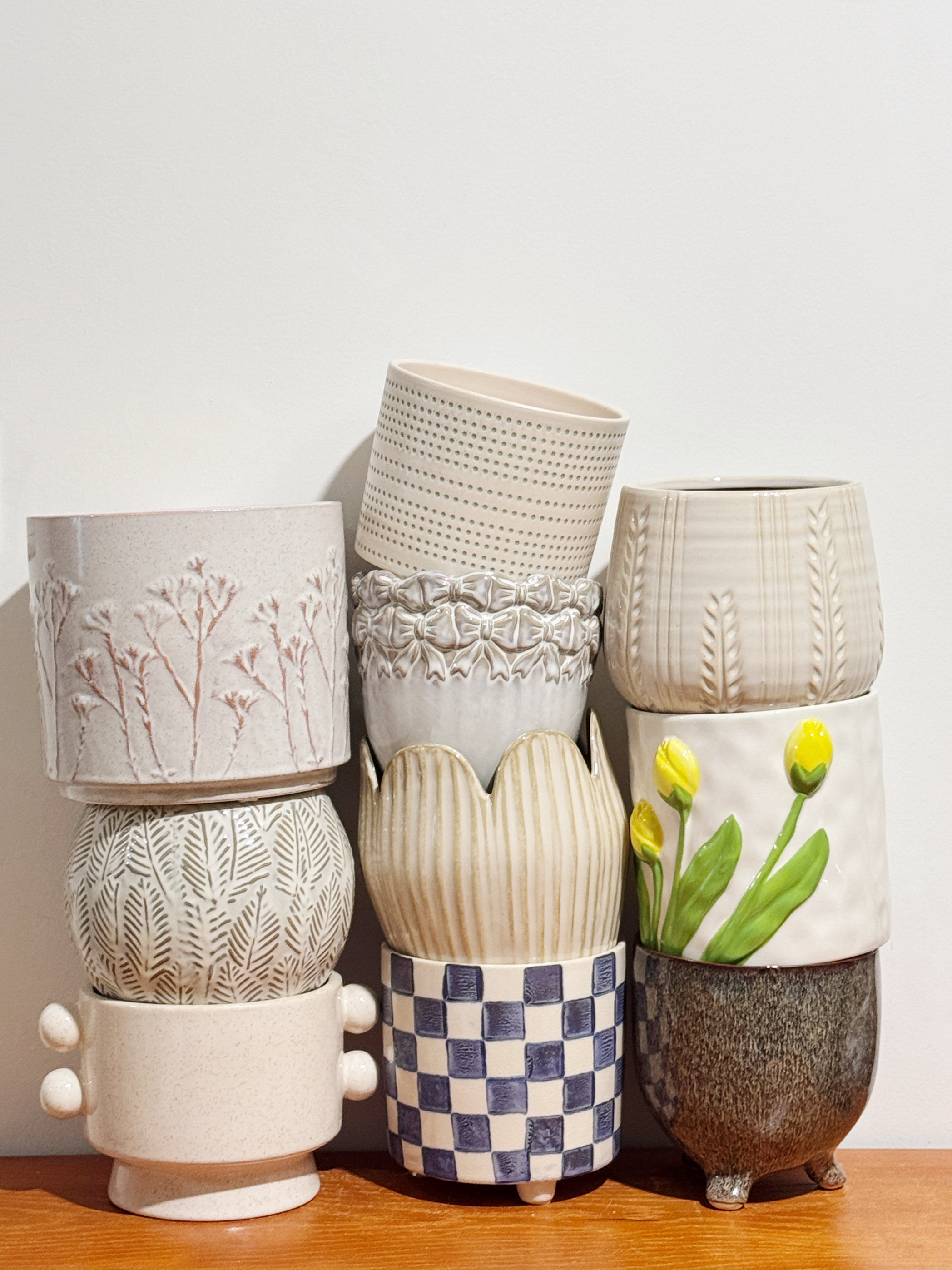 外贸孤品 手绘手工花盆、多肉花盆、储物桶、笔筒、打孔请备注