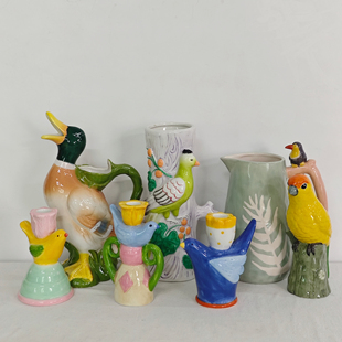外贸孤品 动物 鸟系列花盆、花瓶、烛台、蛋托 摆件