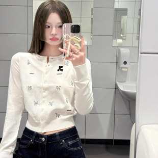 restandrecreation韩版2025秋毛衣针织开衫女rr修身上衣打底衫