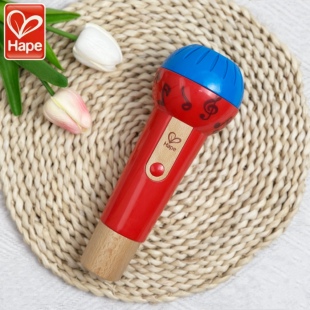 德国Hape话筒回声鸣音仿真麦克风无线扩音儿童唱歌玩具卡拉OK音乐