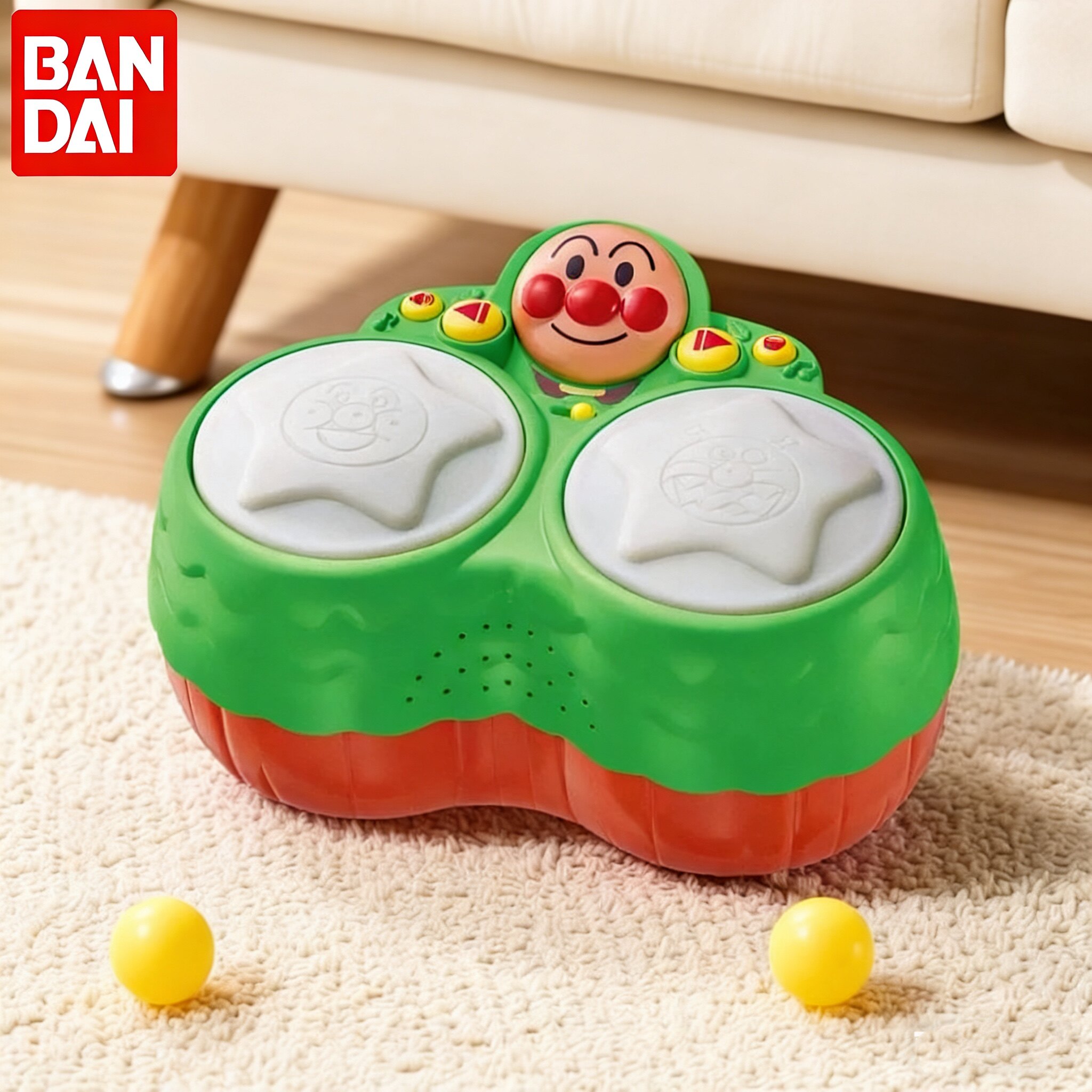 日本万代面包超人宝宝音乐手拍鼓儿童声光电子鼓早教益智婴儿玩具