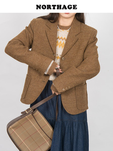 Northage2025秋冬精纺纯羊毛单排扣古着通勤英伦宽松长袖 外套 西装