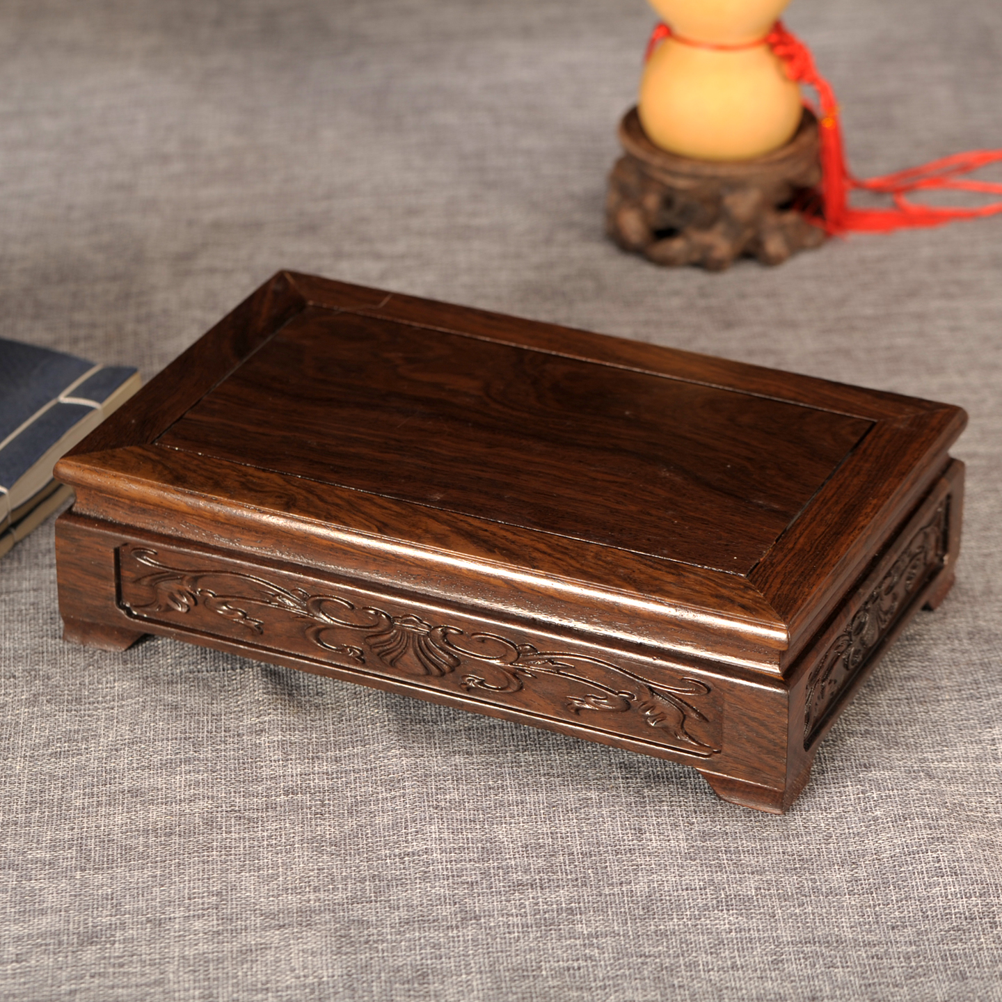 长方形黑檀木摆件底座