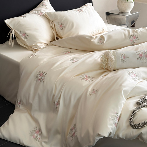 法式刺绣玫瑰全棉四件