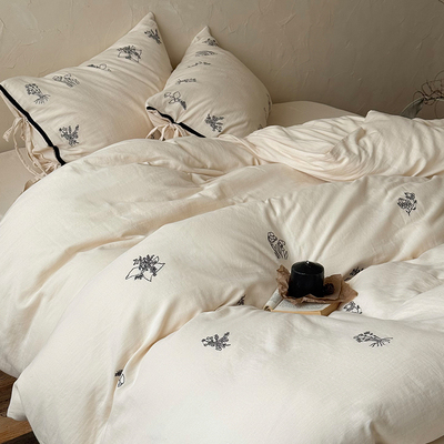 全棉皱皱纱四件套亲肤裸睡被套