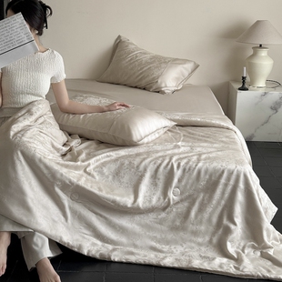 轻奢高级感天丝夏凉被四件套提花冰丝空调被 薄被子 夏季 用