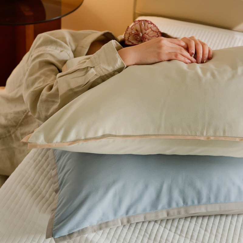 高级感100支新疆长绒棉撞色枕套