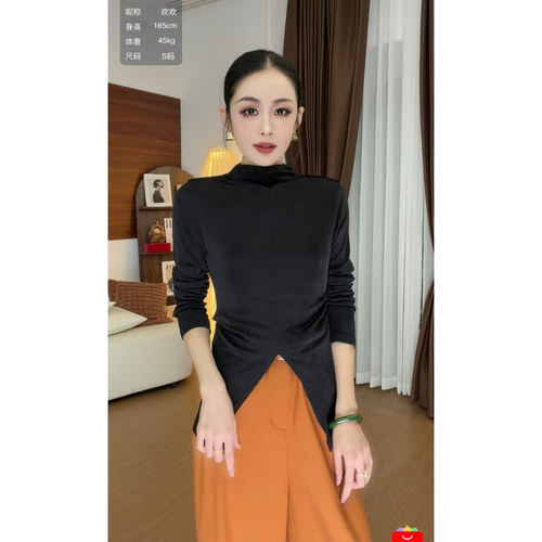 9.2+「跑单限购.不褪不换」设计感开叉下摆修身小衫92333