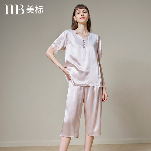 美标女真丝睡衣两件套装