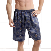 美标春夏100%桑蚕丝男士 舒适丝绸睡裤 短裤 真丝沙滩休闲皮筋平角裤