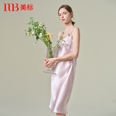 美标吊带长款睡裙桑蚕丝性感
