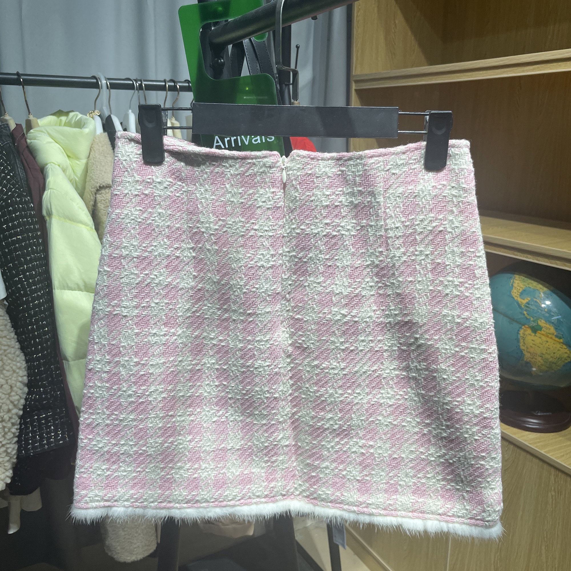 [五]春秋女温柔风毛边高腰格子毛呢半身裙短裙包臀时尚气质小香