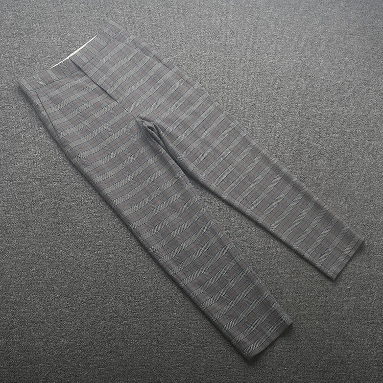 [摩]兰米特卖女士休闲裤秋季新品复古小西裤格纹休闲裤