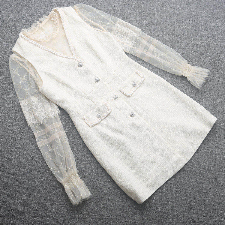 [五]兰米特卖新款女秋冬装小香风花呢连衣女时尚套装配内搭衬衫女