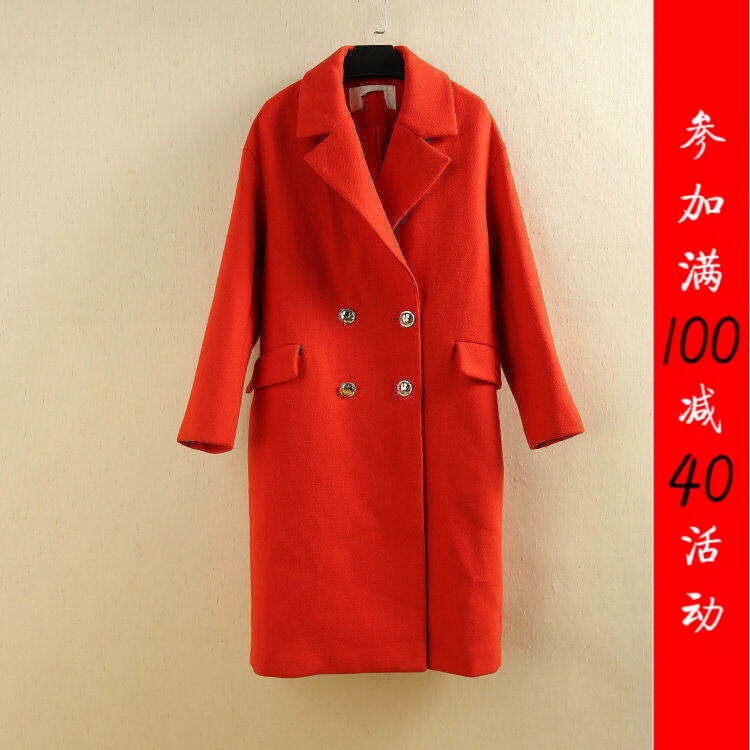 [五]兰米特卖新冬正品双排扣长款羊毛呢外套大衣2JM1340400