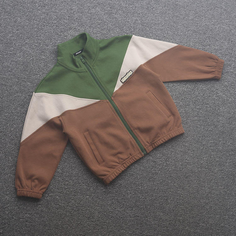 [皇]兰米特卖男童外套春秋束口立领儿童时尚宽松撞色拉链衫卫衣