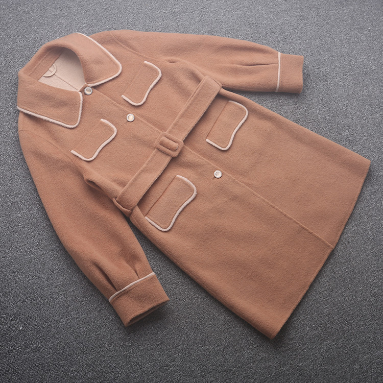 [五]兰米特卖新款女冬装温柔异色羊毛双面呢大衣女宽松中长外套