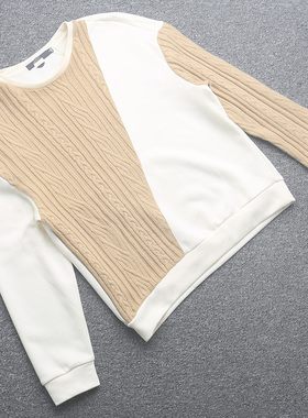 [艾]兰米特卖春季新款女装运动宽松套头针织撞色T恤T2011TX011J