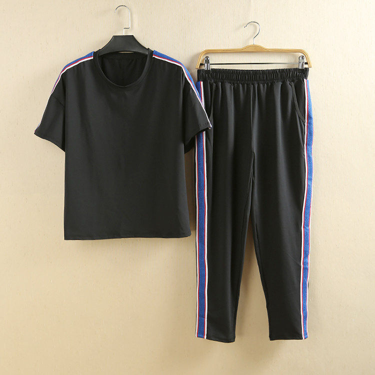 [朵]兰米特卖女装夏季新款休闲时尚运动服套装瑜伽显瘦短袖两件套