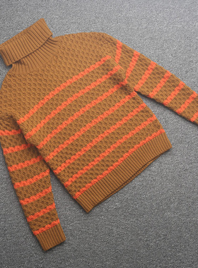 [欧]兰米特卖新款冬装法式条纹针织高领毛衣女1ZH4035540