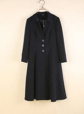 [瑞]兰米特卖春秋时尚优雅气质单排扣加长版风衣外套LA208F028